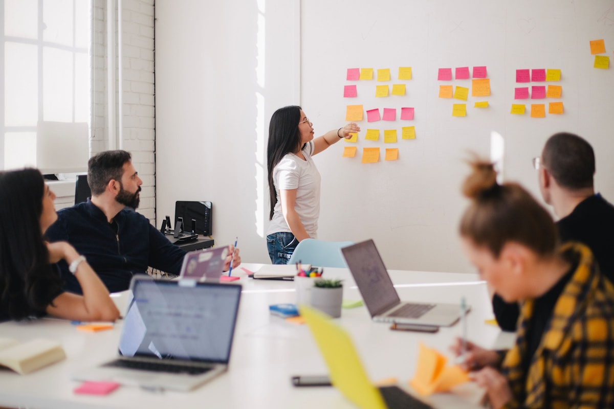 Agency team planning marketing funnel and channel priorities